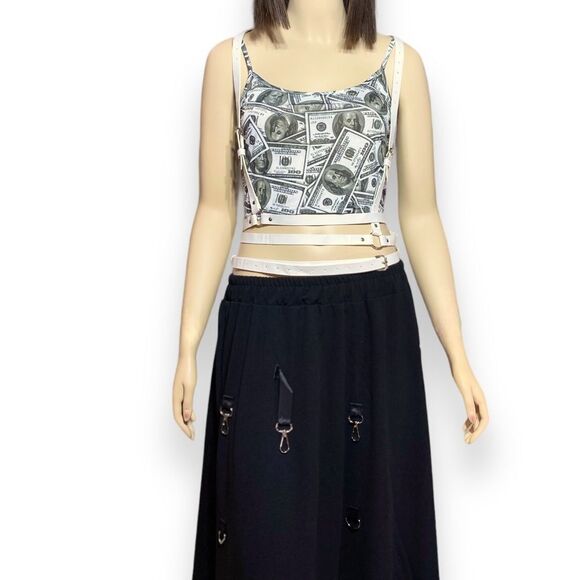 NEW Money Graphic White Wears the Benjamin’s Crop Top - Picture 3 of 4